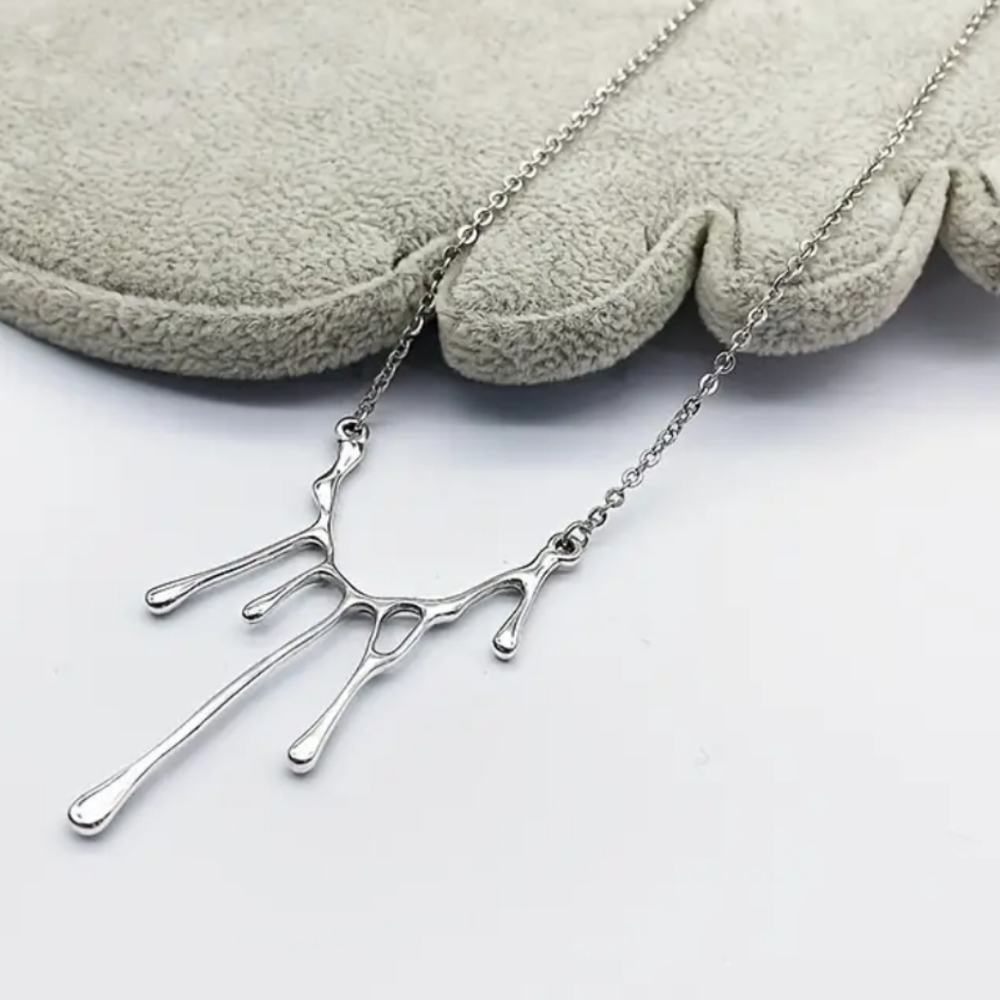 925 Sterling Silver Lava Irregular Water Drop Necklace